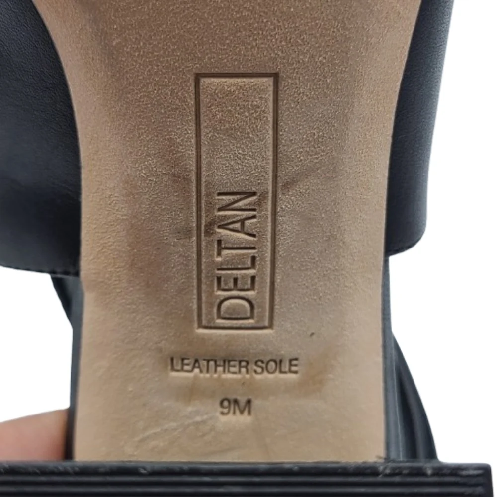 Deltan Sadie Sandal Shootie Size 9 Black Open Toe Ankle Strap Leather - Picture 11 of 13